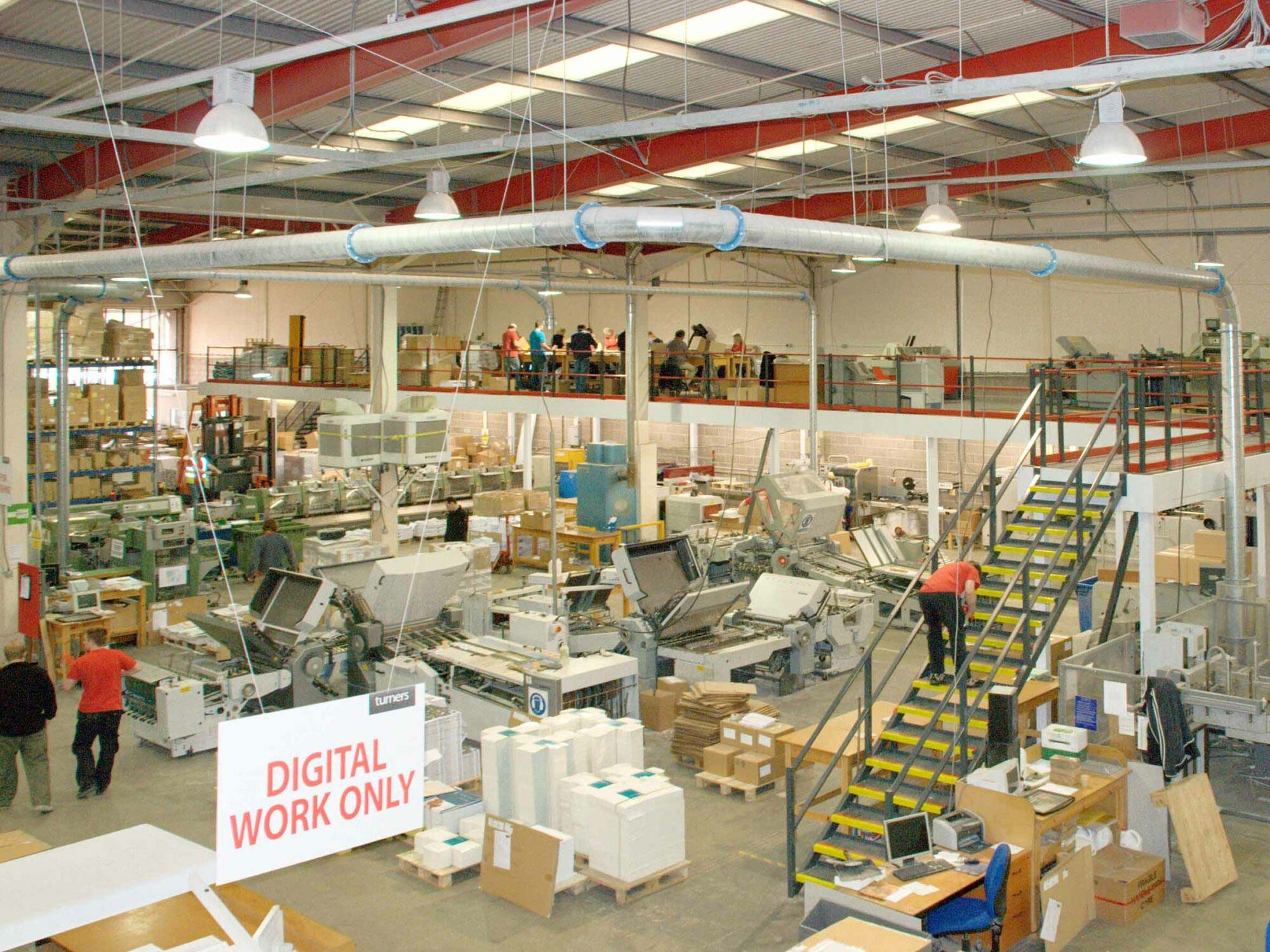 meeting upon mezzanine floor inside storage spaceners meeting upon mezzanine floor inside storage space