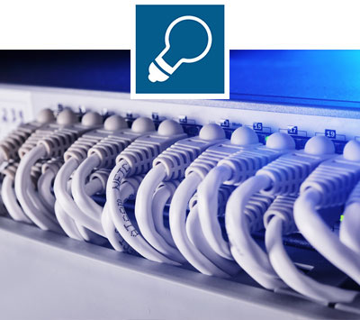 data and telecommunications wires with icon data and telecommunications wires with icon