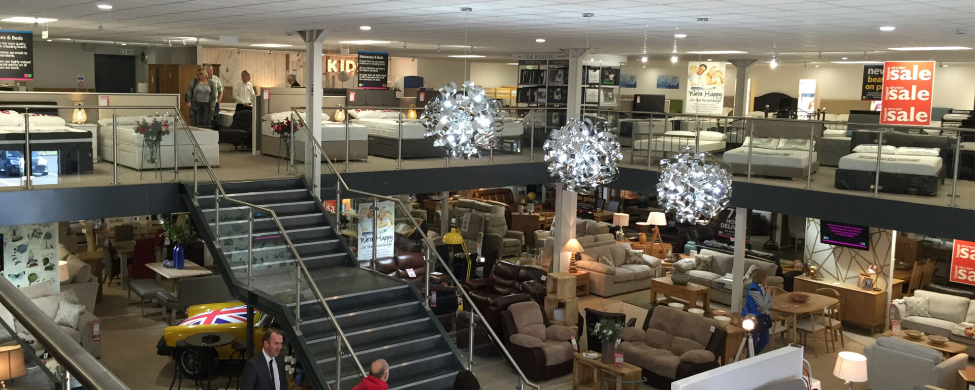Retail mezzanine furtniture shop mezzanine flooring installed by Western Industrial