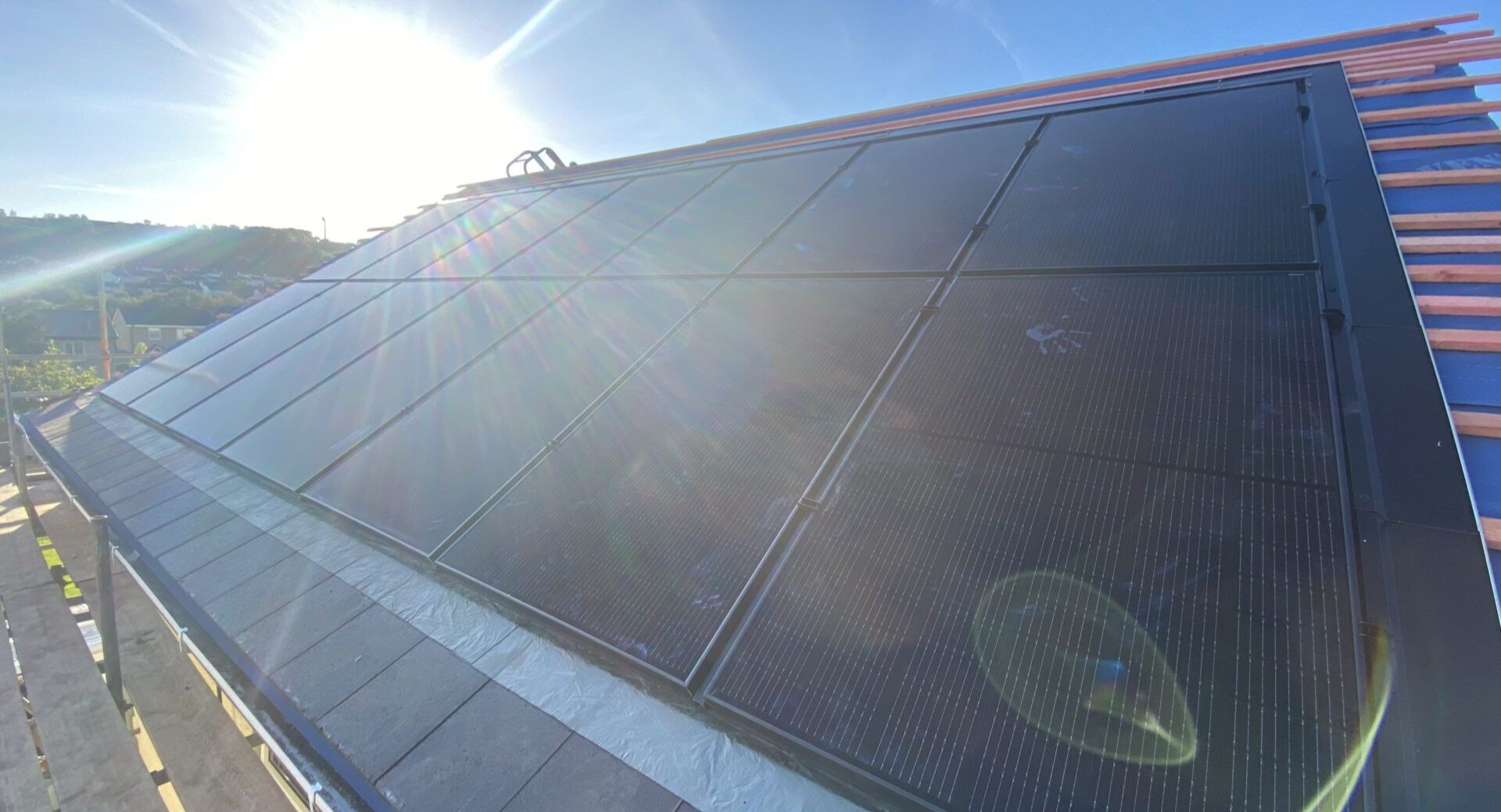 solar panels under sunshine